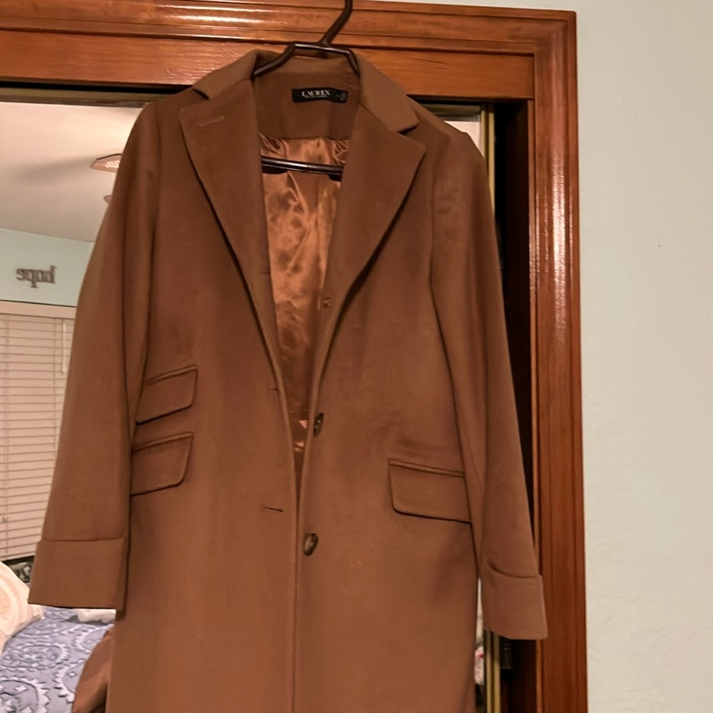 Lauren mid length wool coat. Brown. Size 4 . Barely worn.